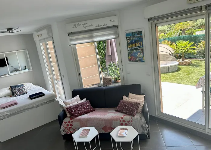 Joli Climatise Avec Jardin Dans Avec Piscine 昂蒂布